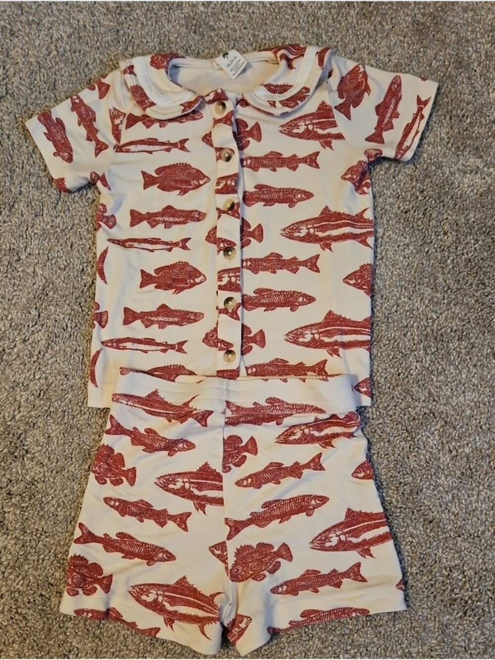 Kate Quinn Bamboo Fish Sailor Collar Short Set 18-24M